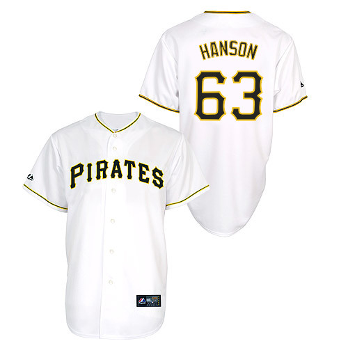 Alen Hanson #63 Youth Baseball Jersey-Pittsburgh Pirates Authentic Home White Cool Base MLB Jersey